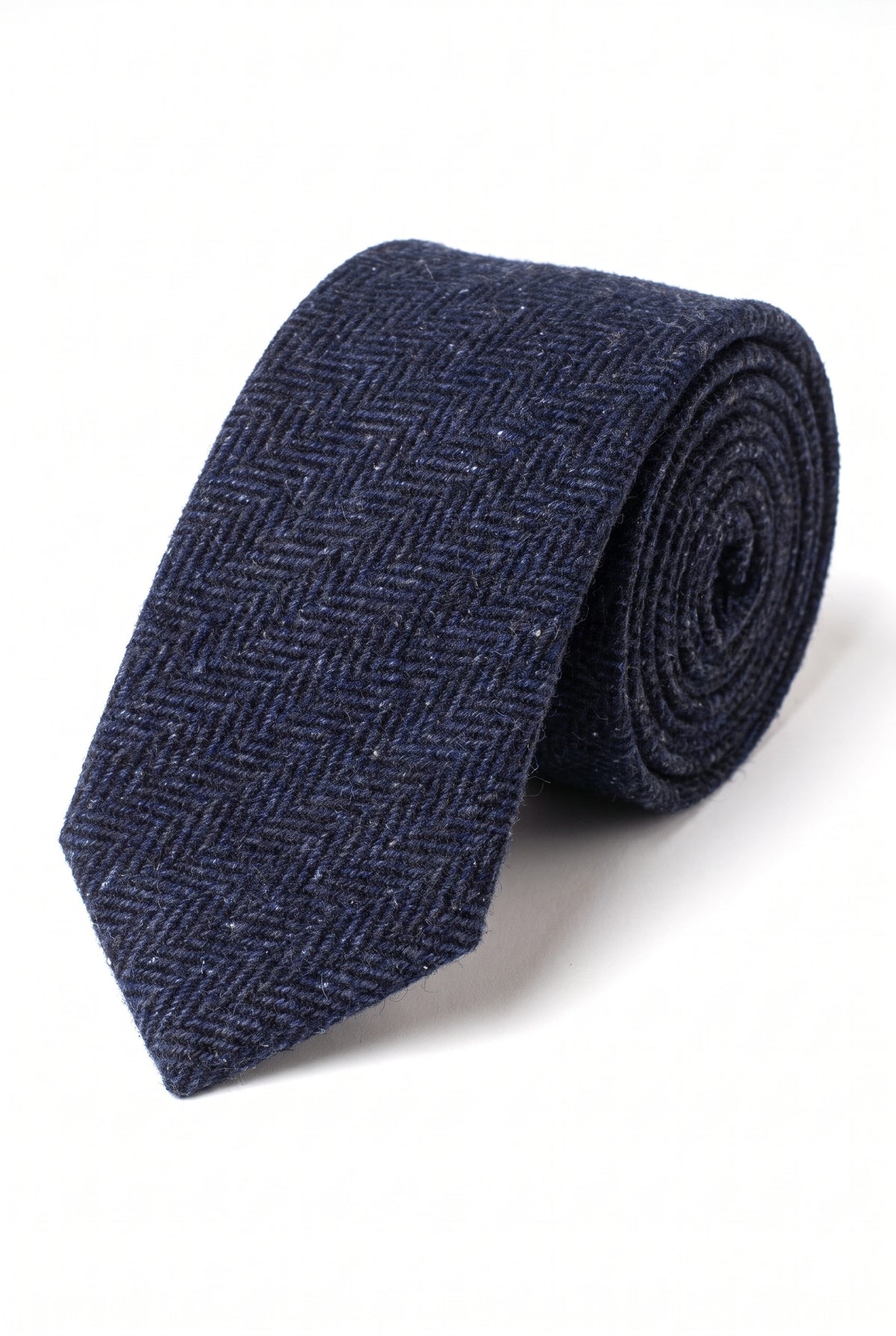 Cravatta da uomo in tweed di misto lana blu navy