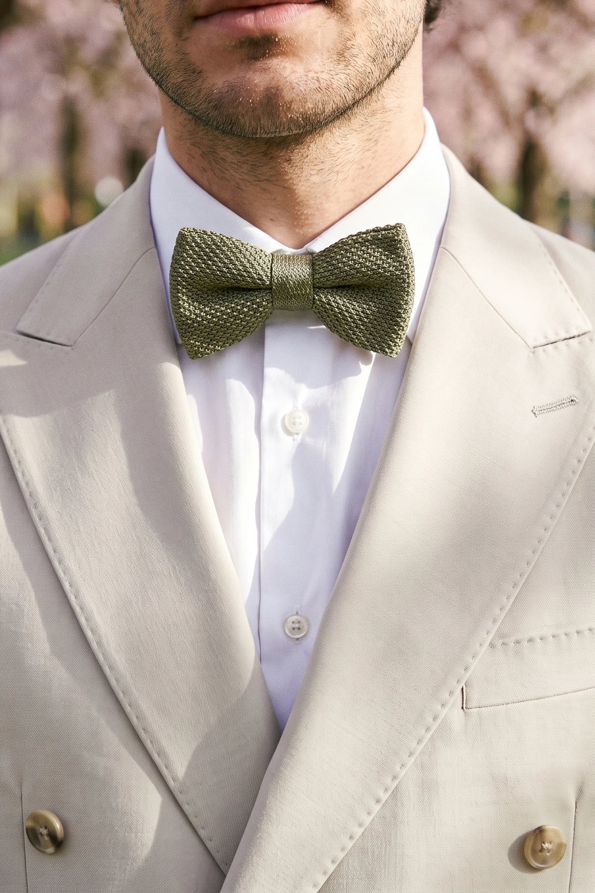Papillon da uomo in maglia verde oliva