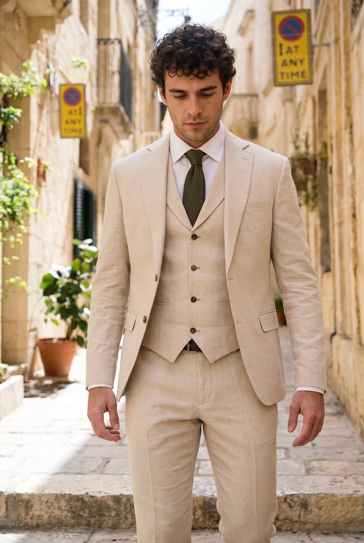 Cravatta da uomo in maglia verde oliva