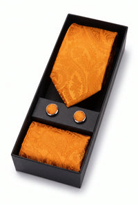 Set regalo con cravatta da uomo arancione con motivo paisley
