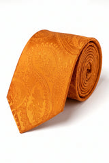 Set regalo con cravatta da uomo arancione con motivo paisley