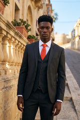 Cravatta slim da uomo arancione e rossa