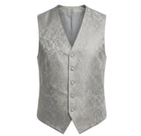 Completo da uomo a 3 pezzi con papillon, fazzoletto da taschino e gilet con stampa floreale paisley - Grigio