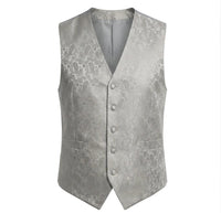 Completo da uomo a 3 pezzi con papillon, fazzoletto da taschino e gilet con stampa floreale paisley - Grigio