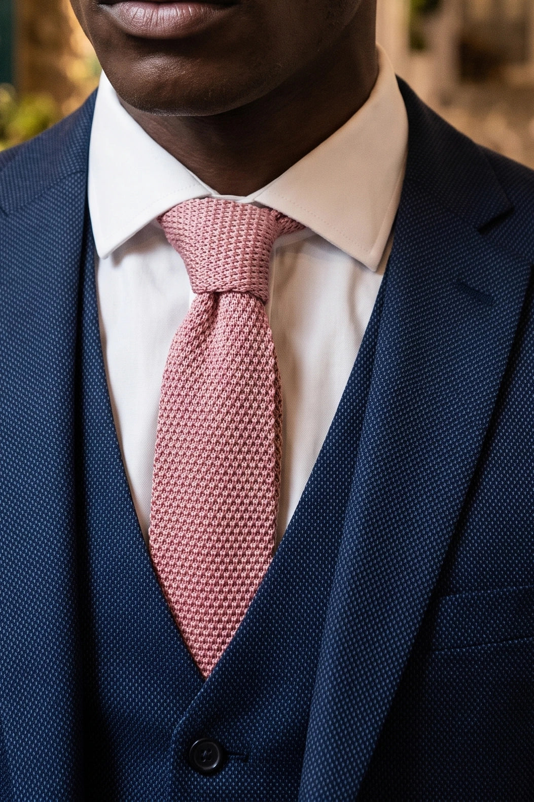 Cravatta da uomo rosa in maglia