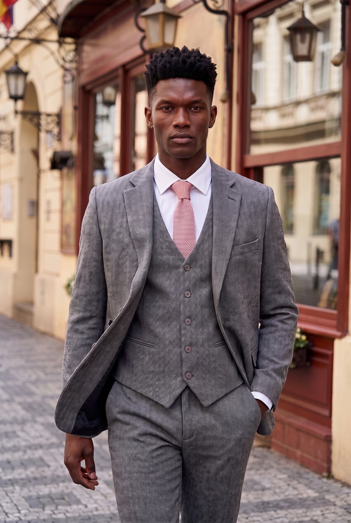 Cravatta da uomo rosa in maglia