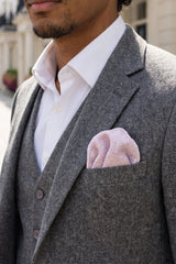 Fazzoletto da taschino da uomo in misto lana tweed rosa