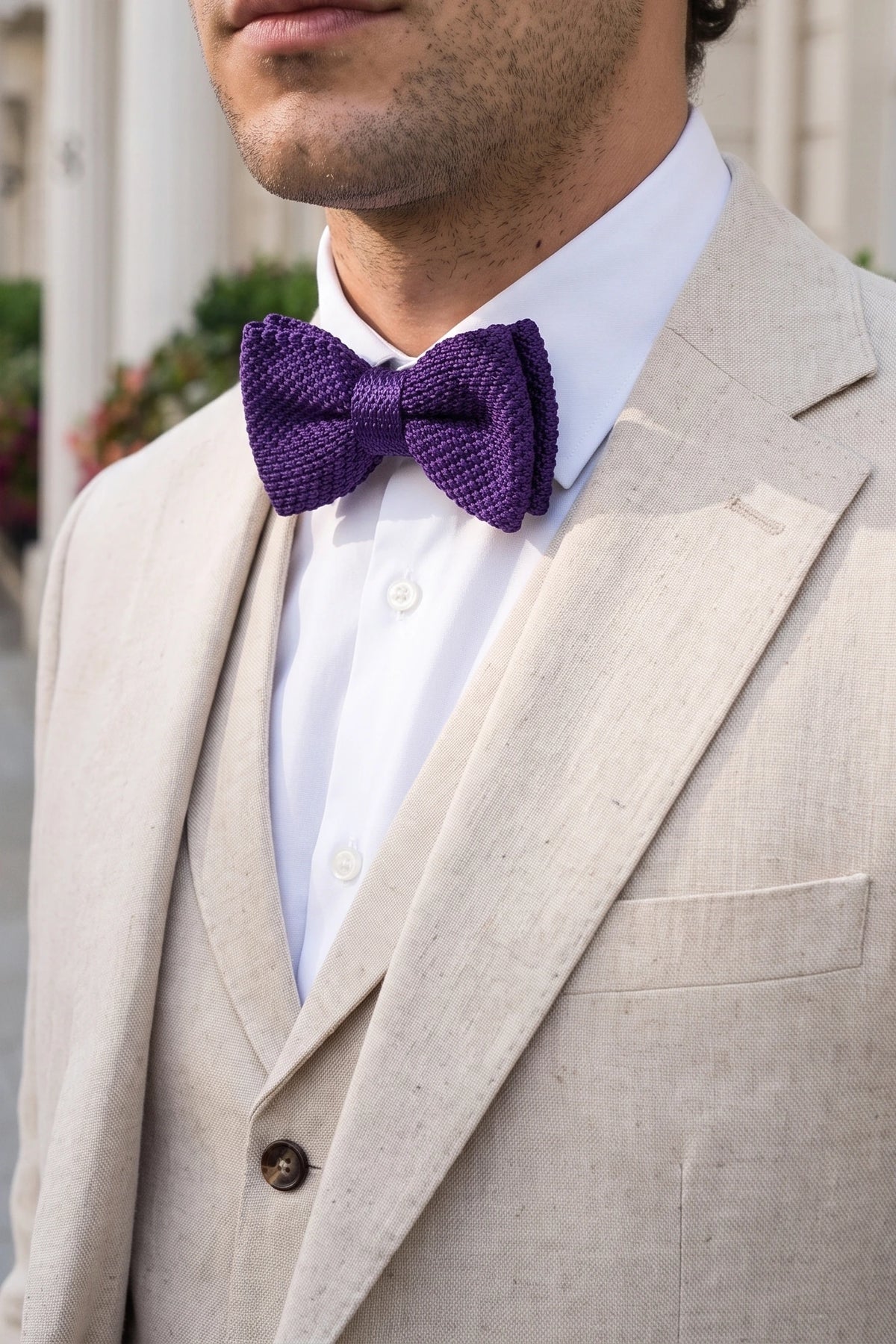 Papillon da uomo in maglia viola