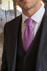 Cravatta da uomo in poliestere a maglia viola