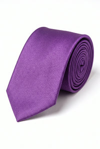 Cravatta da uomo slim viola da 6 cm, tinta unita