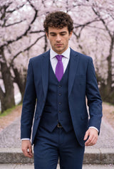 Cravatta da uomo slim viola da 6 cm, tinta unita