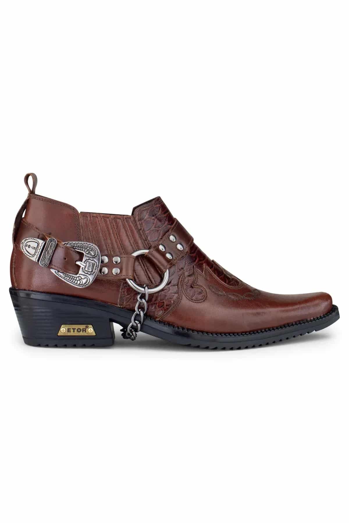 Mens Real Leather Riding Shoes with Chain