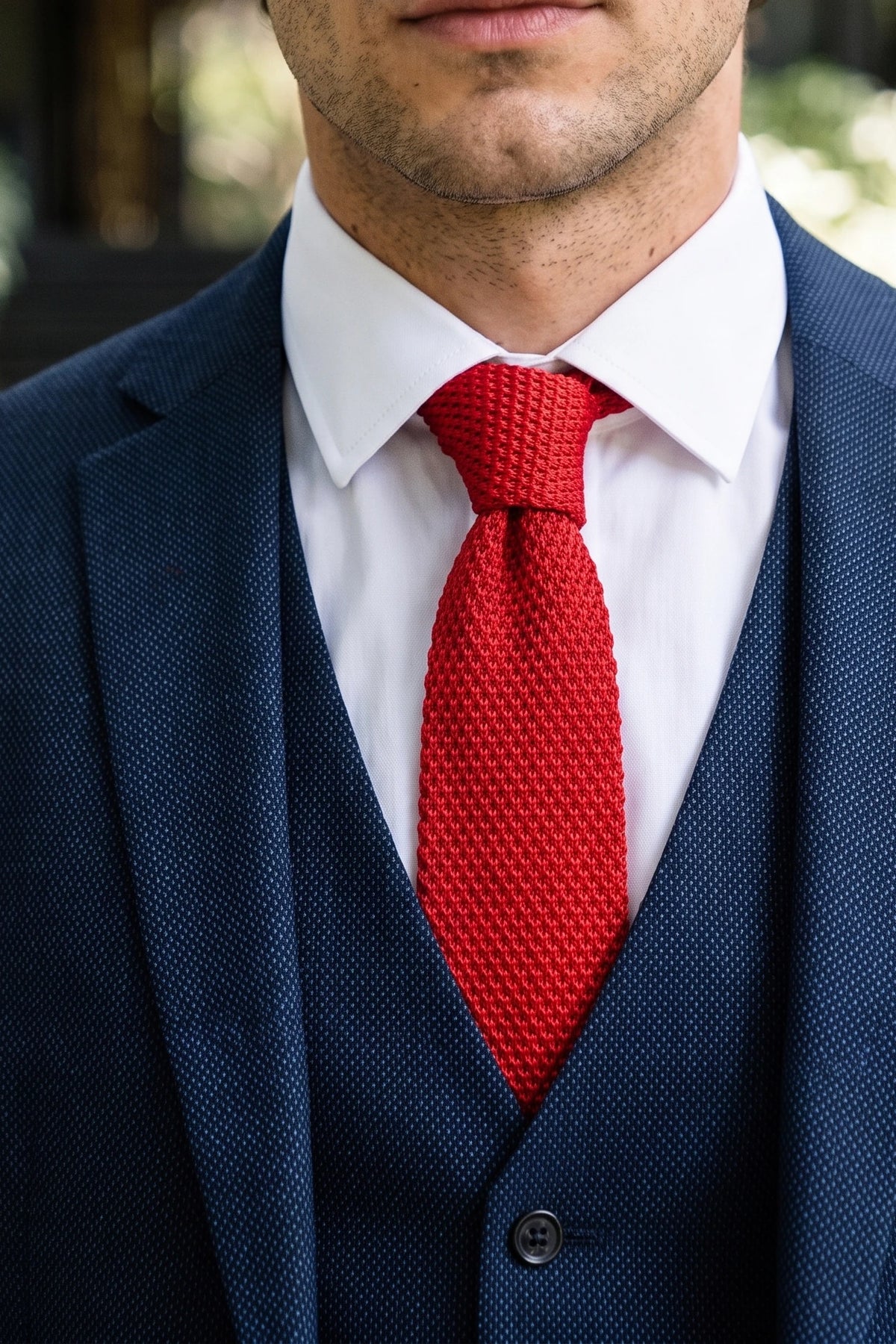 Cravatta da uomo rossa in maglia