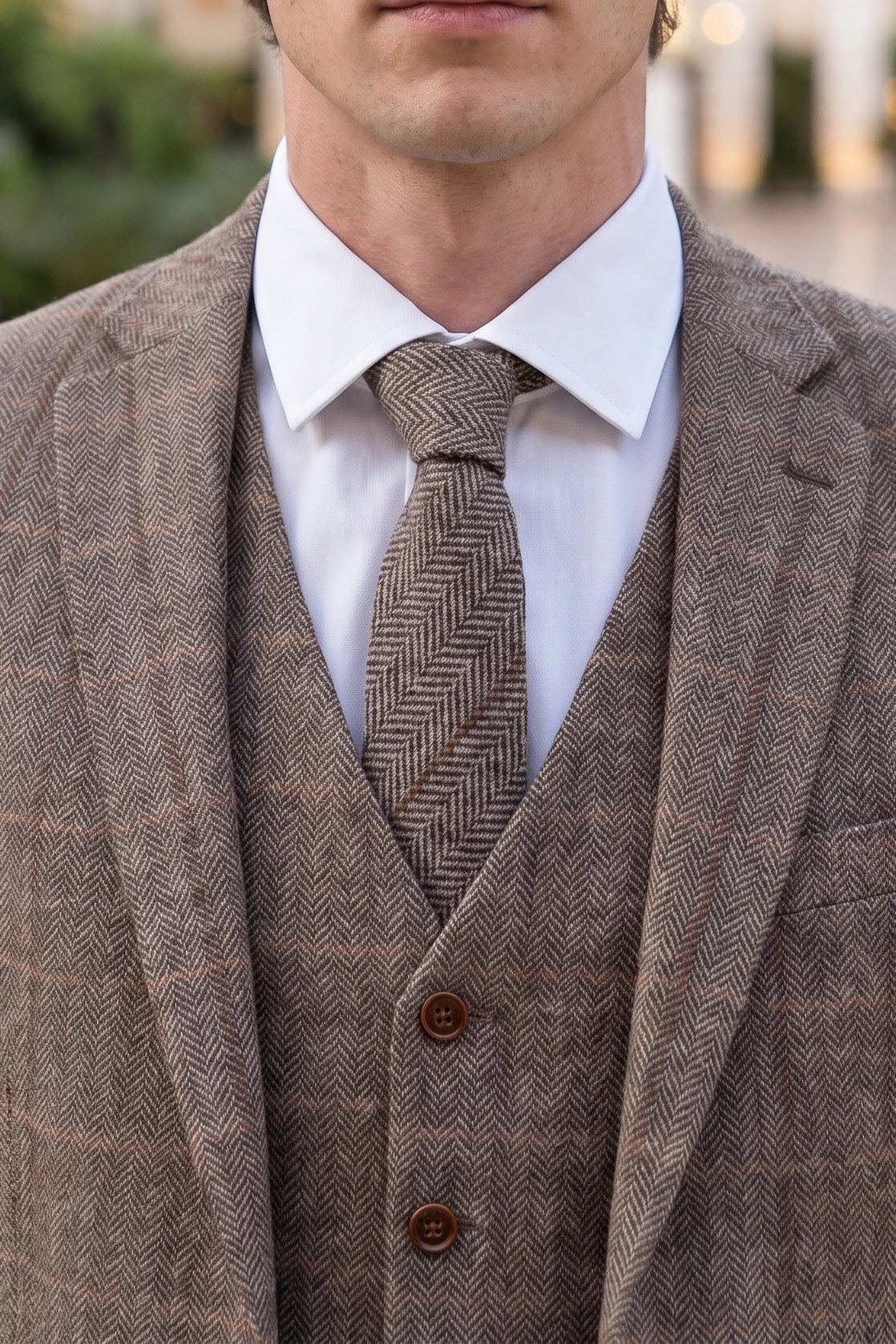 Cravatta da uomo in tweed di misto lana rossa