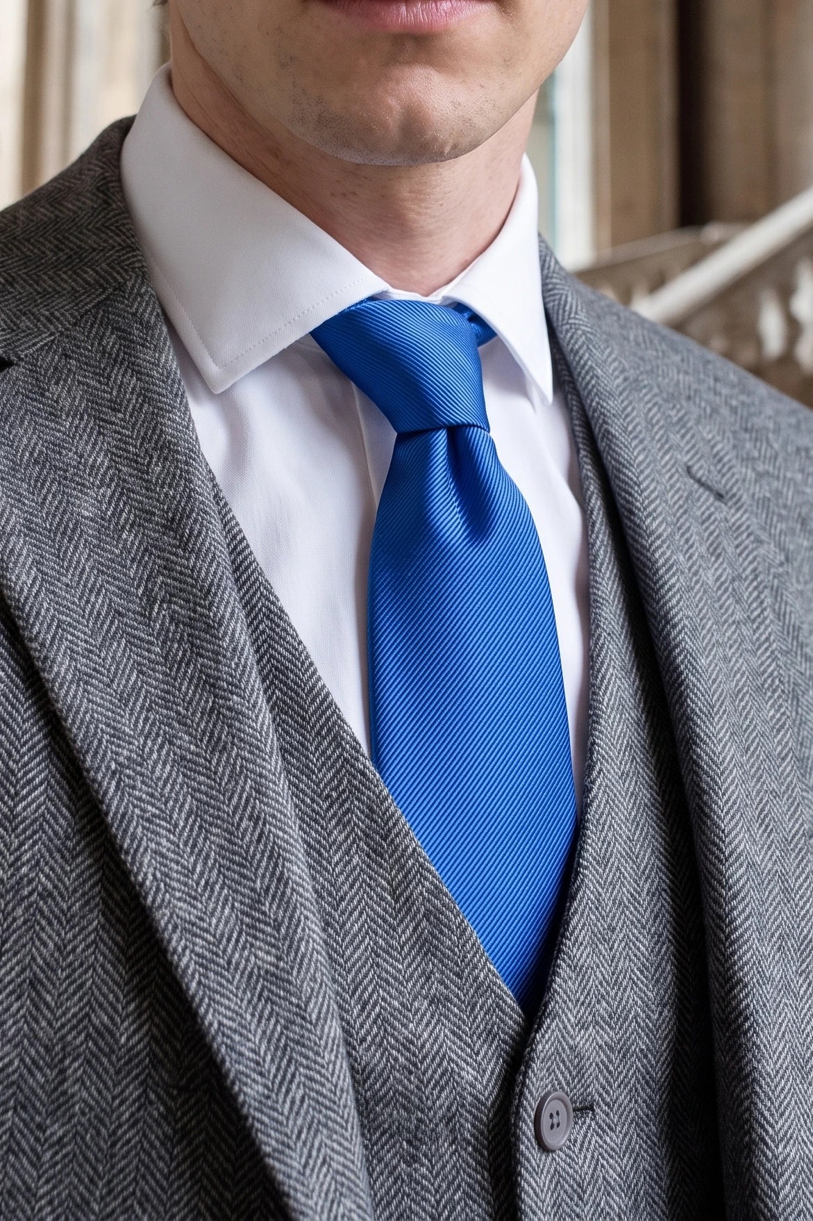 Cravatta slim da uomo blu royal da 6 cm