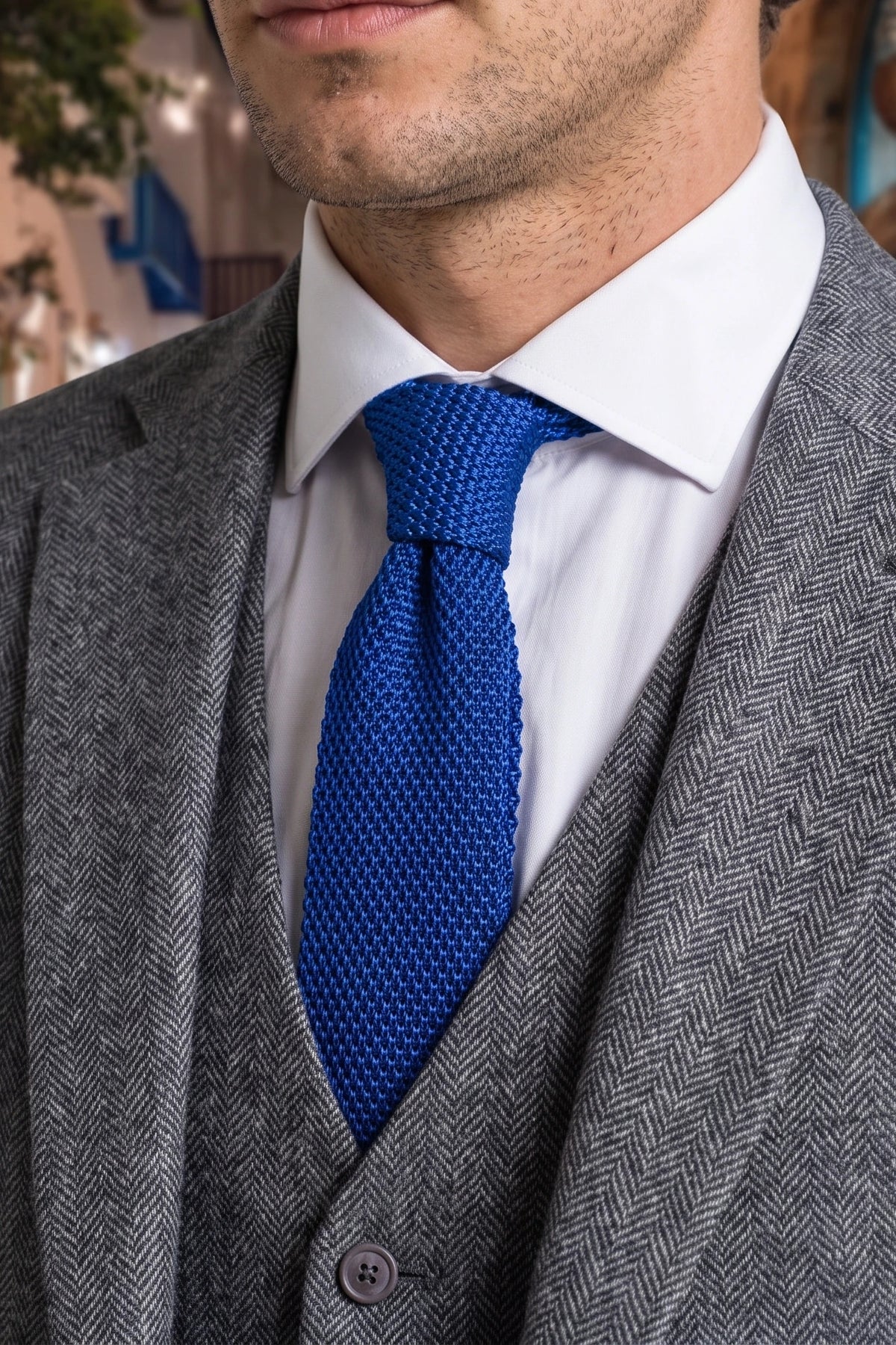 Cravatta da uomo in maglia blu royal