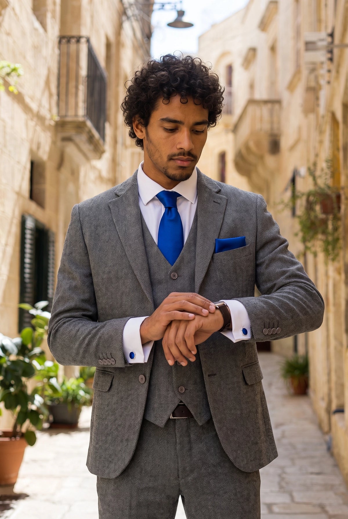 Set di cravatte da uomo blu royal