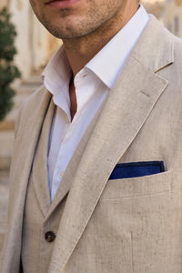 Fazzoletto da taschino da uomo in misto lana tweed blu royal