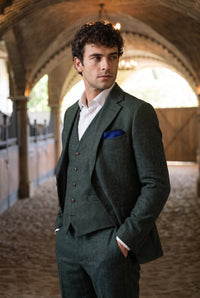 Fazzoletto da taschino da uomo in misto lana tweed blu royal