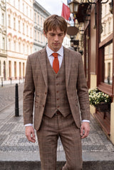 Cravatta da uomo in pelle scamosciata color ruggine