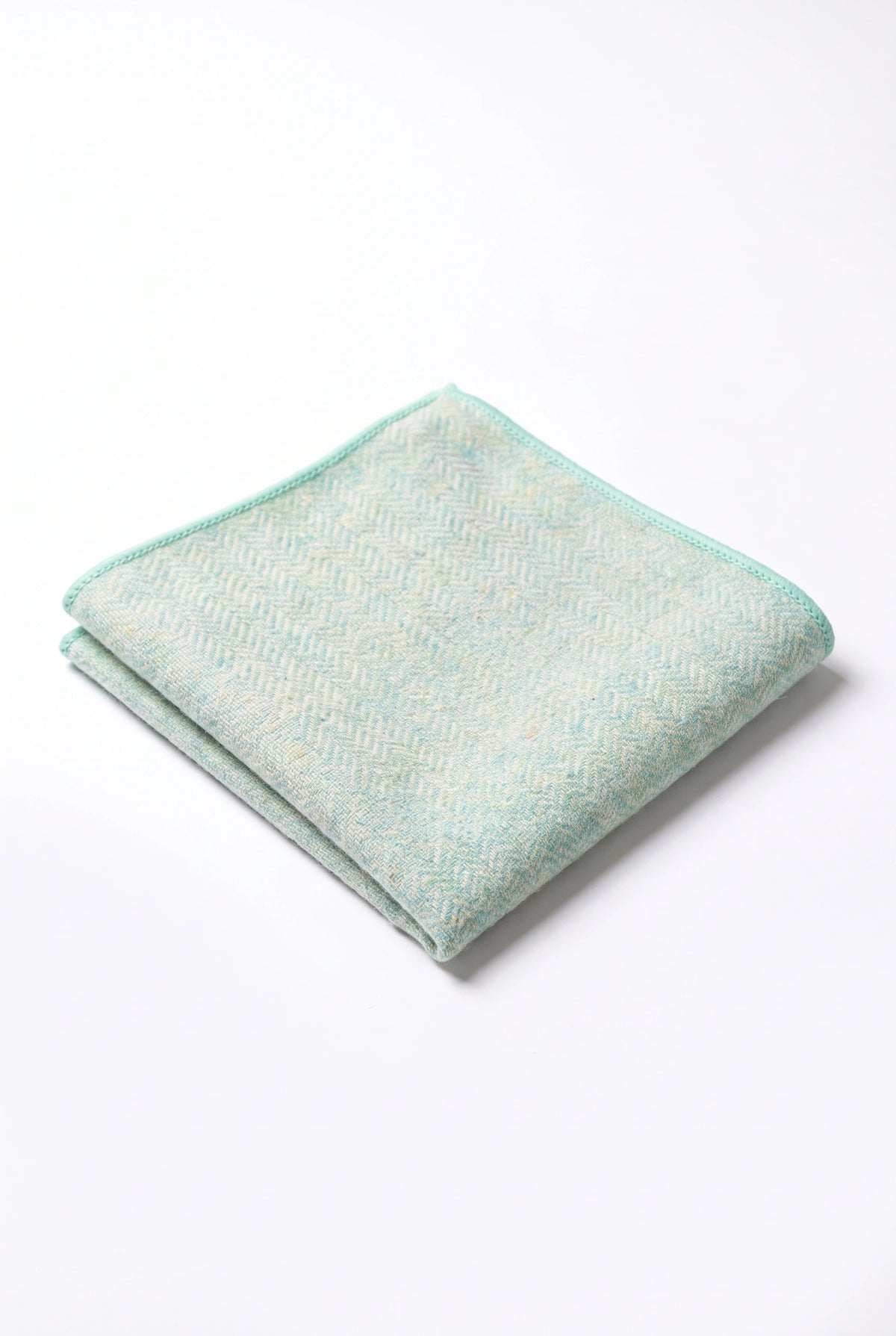 Fazzoletto da taschino da uomo in misto lana tweed verde salvia