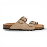 Sandali da uomo in pelle color sabbia con plantare slip-on