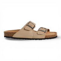 Sandali da uomo in pelle color sabbia con plantare slip-on