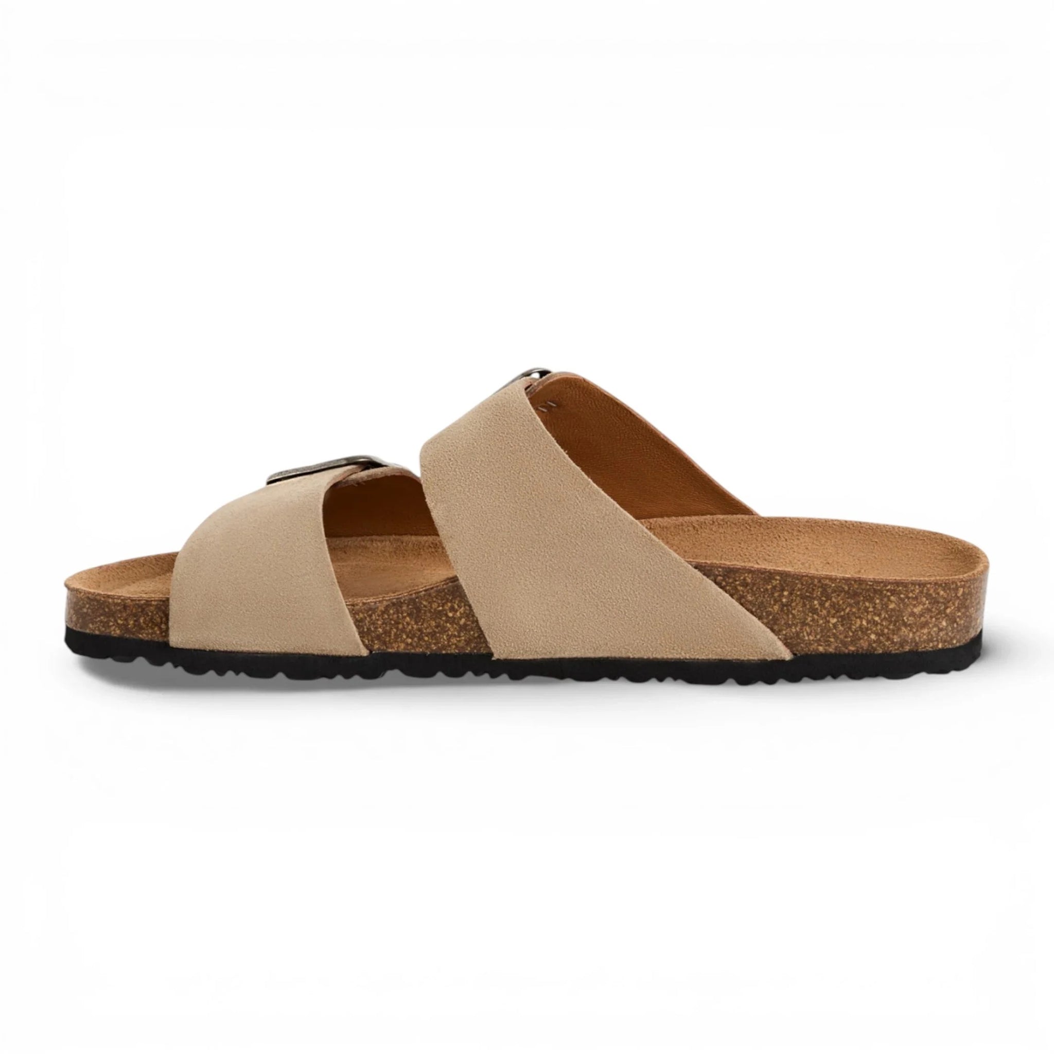 Sandali da uomo in pelle color sabbia con plantare slip-on