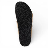 Sandali da uomo in pelle color sabbia con plantare slip-on