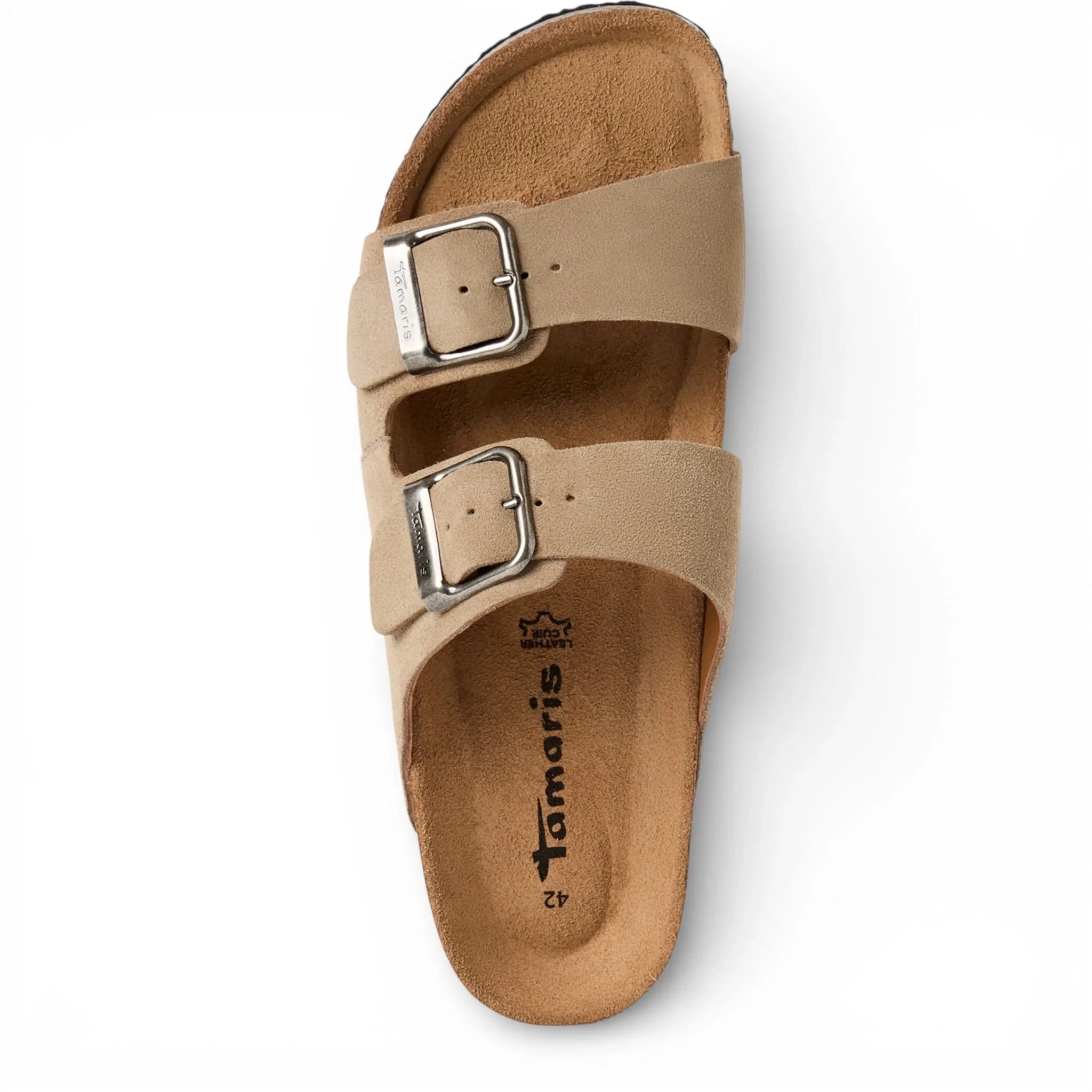 Sandali da uomo in pelle color sabbia con plantare slip-on
