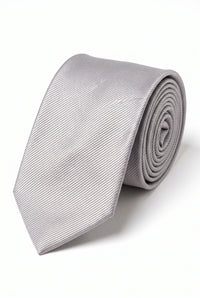 Cravatta da uomo slim argentata da 6 cm, tinta unita.