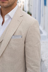 Fazzoletto da taschino da uomo in misto lana tweed argentato
