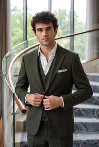 Fazzoletto da taschino da uomo in misto lana tweed argentato