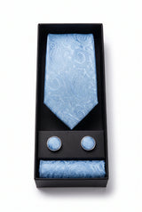 Set regalo con cravatta da uomo azzurra con motivo paisley
