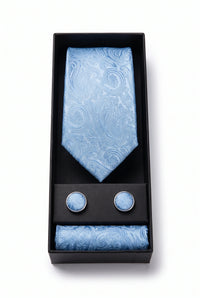 Set regalo con cravatta da uomo azzurra con motivo paisley