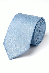Set regalo con cravatta da uomo azzurra con motivo paisley
