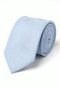 Cravatta da uomo in pelle scamosciata color azzurro cielo
