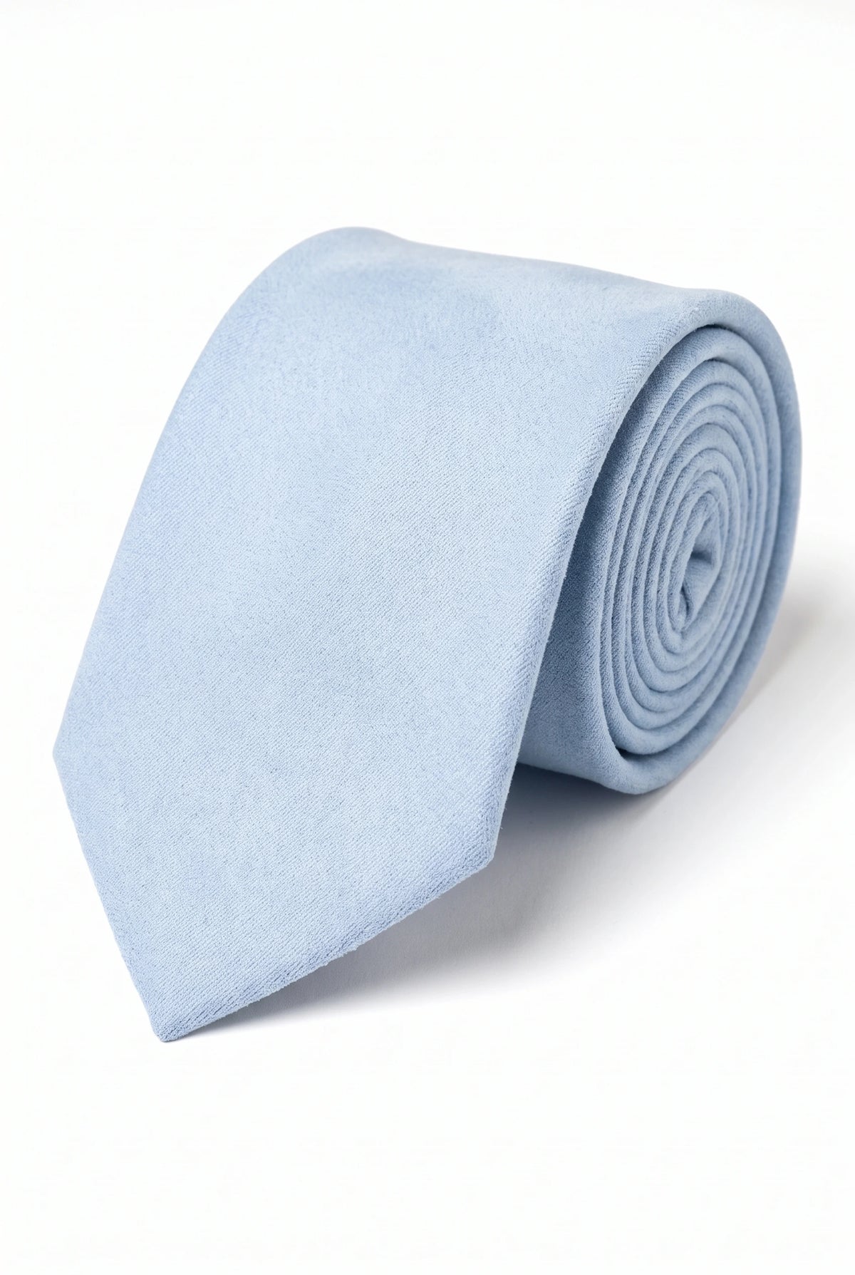 Cravatta da uomo in pelle scamosciata color azzurro cielo