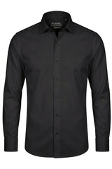 Camicia elegante da uomo a maniche lunghe, vestibilità slim, con bottoni - Nera