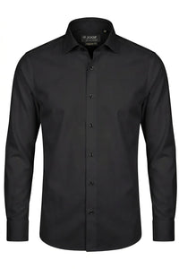 Camicia elegante da uomo a maniche lunghe, vestibilità slim, con bottoni - Nera