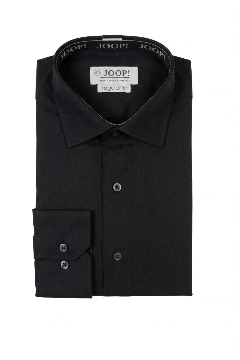 Camicia elegante da uomo a maniche lunghe, vestibilità slim, con bottoni - Nera