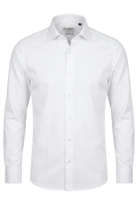Camicia elegante da uomo a maniche lunghe, vestibilità slim, con bottoni - Bianca