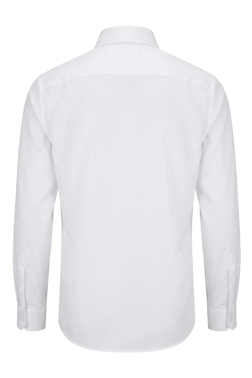 Camicia elegante da uomo a maniche lunghe, vestibilità slim, con bottoni - Bianca