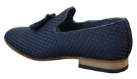 Mens Slip On Tassle Driving Shoes Smart Casual Retro Navy Blue Black Leather Lined