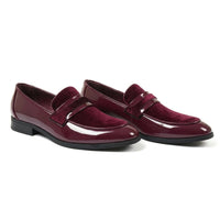 Mocassini da uomo slip-on in ecopelle con dettagli in velluto e vernice