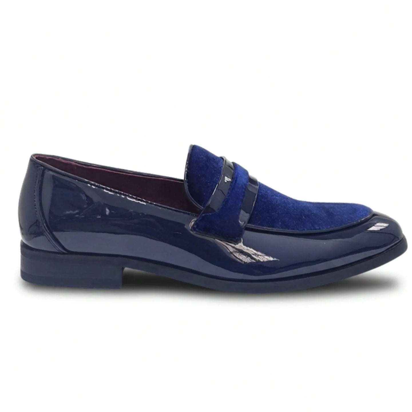 Mocassini da uomo slip-on in ecopelle con dettagli in velluto e vernice
