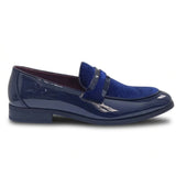 Mocassini da uomo slip-on in ecopelle con dettagli in velluto e vernice