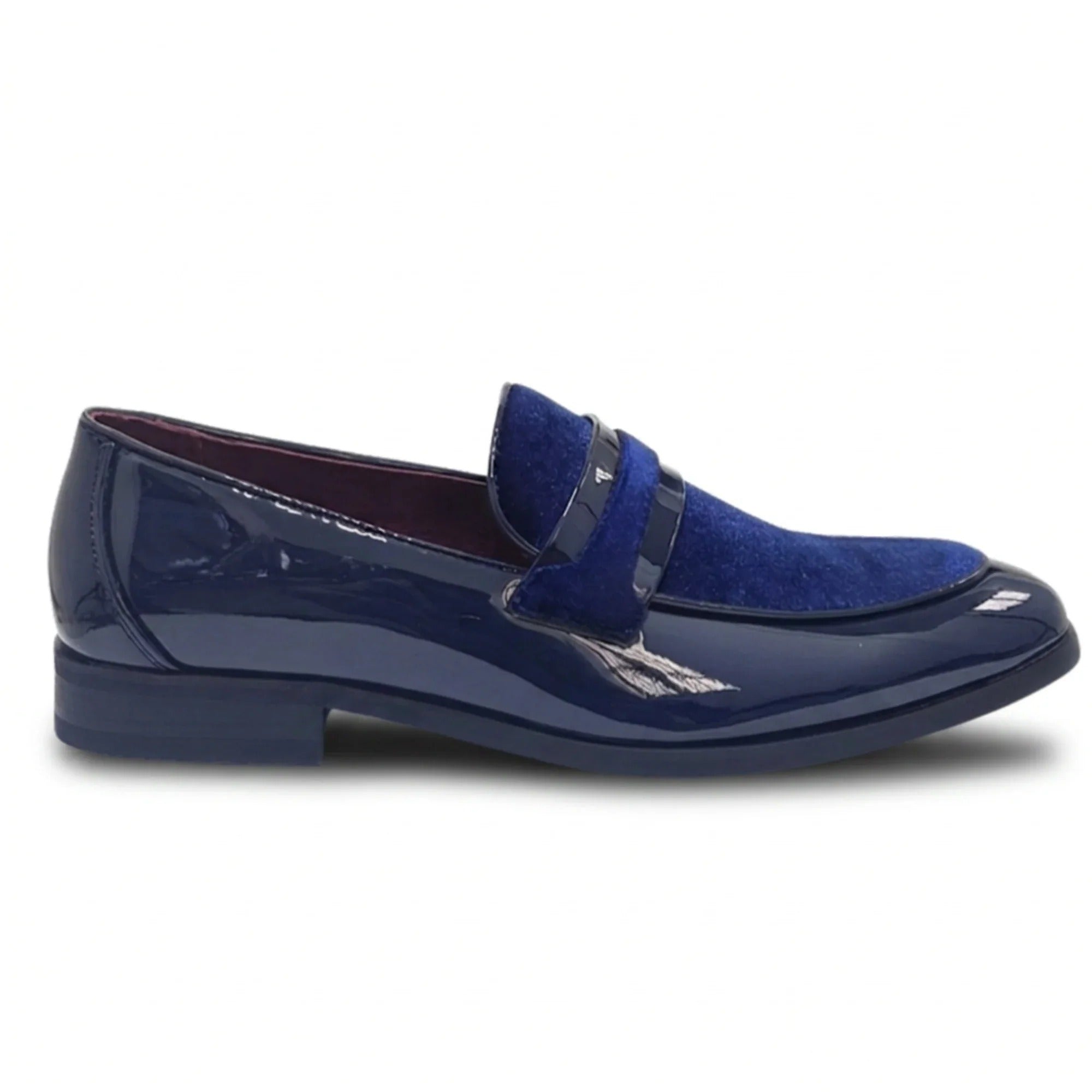 Mocassini da uomo slip-on in ecopelle con dettagli in velluto e vernice