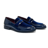 Mocassini da uomo slip-on in ecopelle con dettagli in velluto e vernice