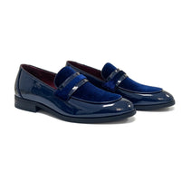 Mocassini da uomo slip-on in ecopelle con dettagli in velluto e vernice